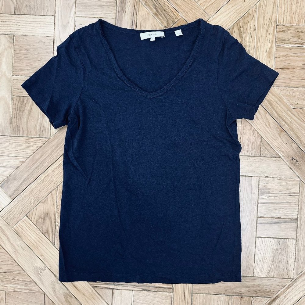 Vince T-Shirt Linen Blend Navy size Small